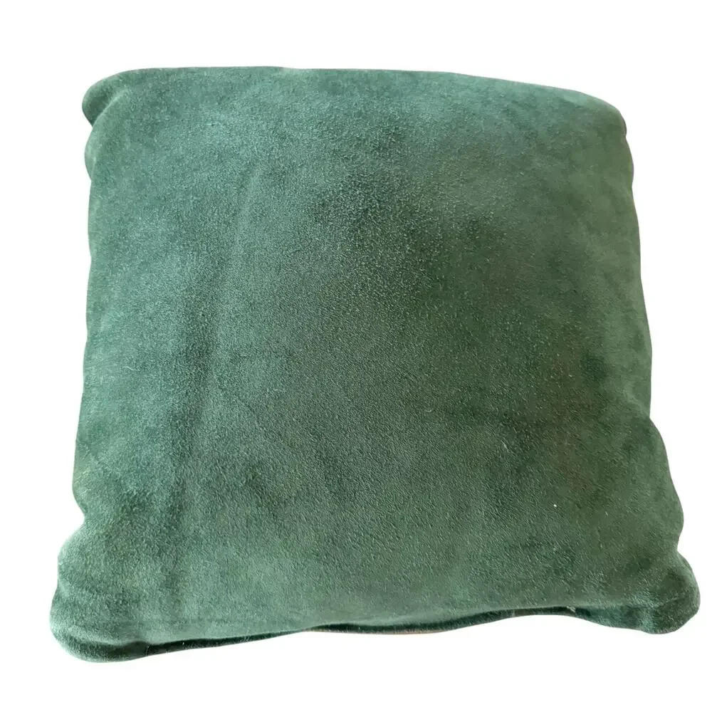 Hand‎ Painted Leather Suede Santa Throw Pillow 12” Christmas